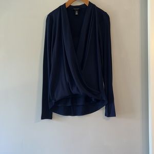 White and Black navy blue blouse